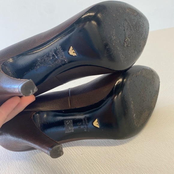 Emporio Armani Brown Leather Heels size 8 - Picture 4 of 9